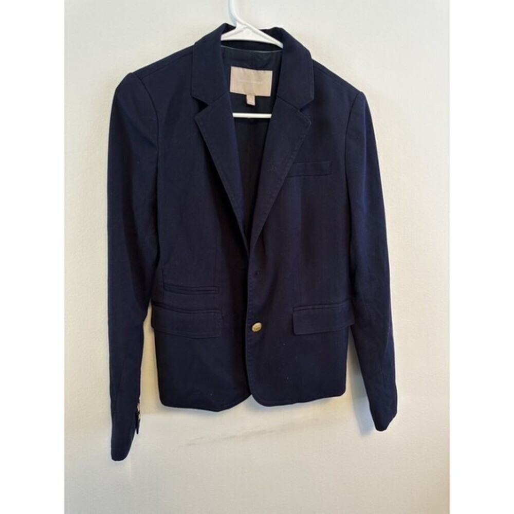 Banana Republic Blazer Classic Blue Two Button Stretch Dress Jacket Womens 6